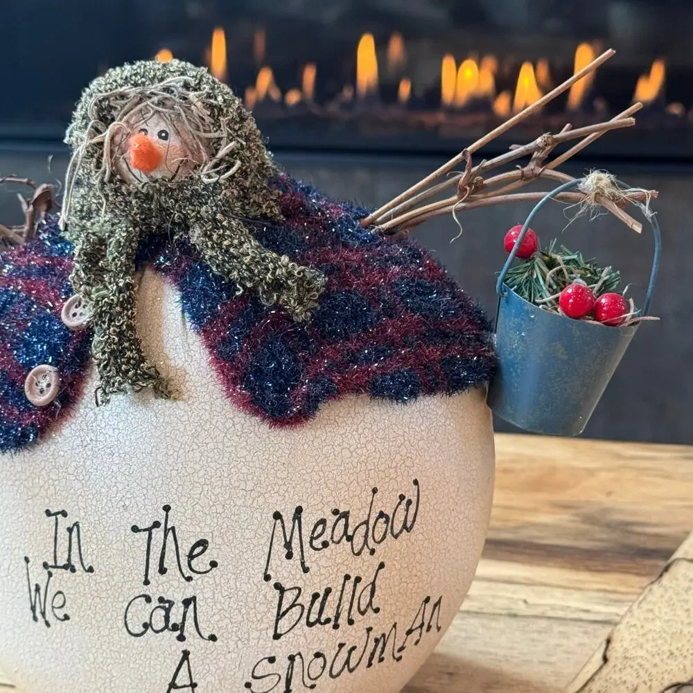Rustic Country Snowman Table Sitter, Farmhouse Winter Wonderland Christmas Decor